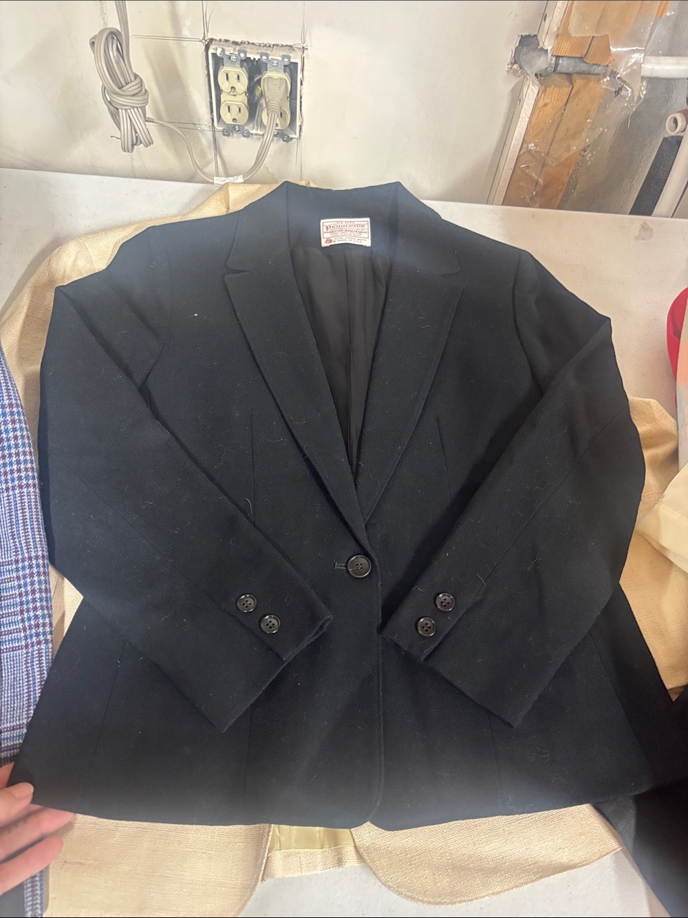 Pendleton Black Petite Wool Blazer